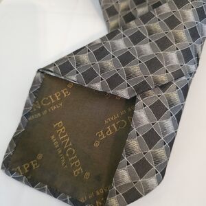 Principe 100% Silk Black and Gray Geometric Men's Tie